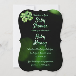 Green Clovers Baby Dusche Einladung