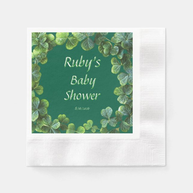 Green Clovers Baby Dusche Serviette (Vorderseite)
