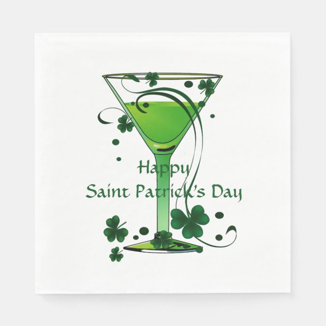 Green Cocktail Kleeblatts St Patricks Day Party Serviette (Vorderseite)