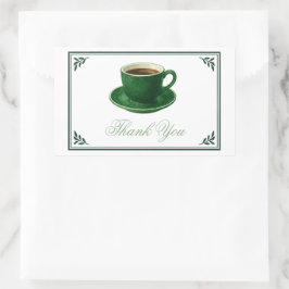 Green Coffee Cup Baby Shower Elegant Thank You Rechteckiger Aufkleber
