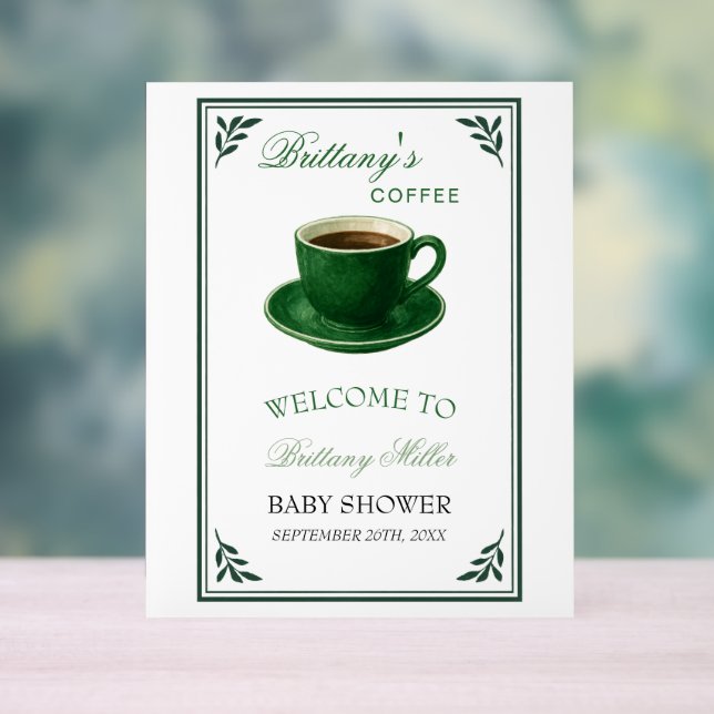 Green Coffee Cup Baby Shower Welcome (Neutre)