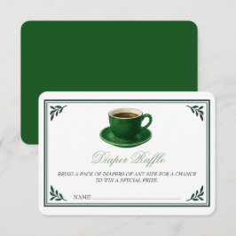 Green Coffee Cup Diaper Raffle Baby Shower Begleitkarte