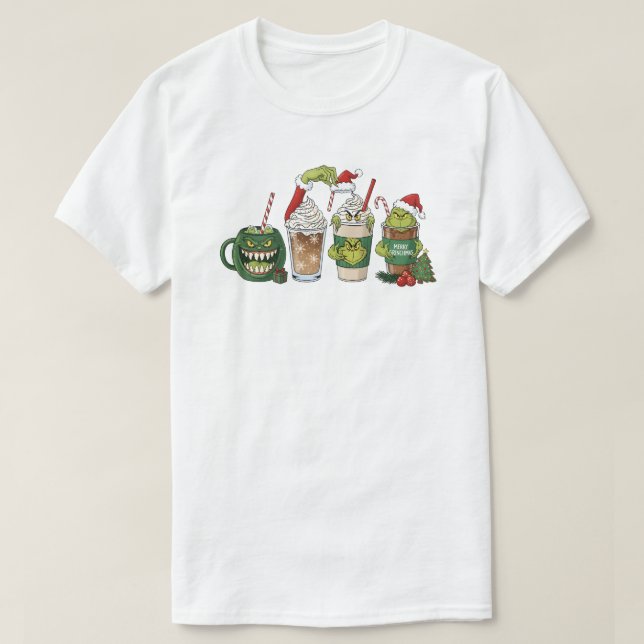 Green Coffee Drink, Funny Holiday Caffeine Design T-Shirt (Design vorne)