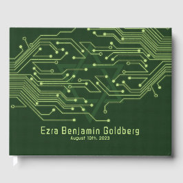 Green Computer Circuit Board Bar Mitzvah Gästebuch