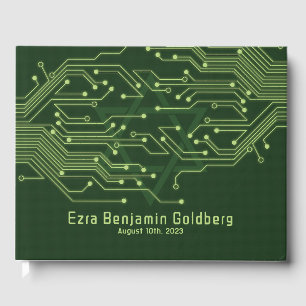Green Computer Circuit Board Bar Mitzvah Gästebuch