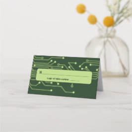 Green Computer Circuit Board Bar Mitzvah Platzkarte