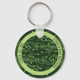 Green Computer Circuit Board Bar Mitzvah Schlüsselanhänger