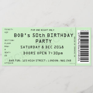 Green Concept Ticket Party Einladung