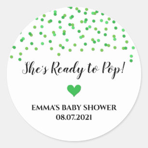 Green Confetti Herz Sie ist bereit zum Pop Runder Aufkleber