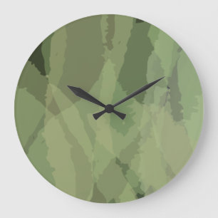 Green, cool, trendy watercolor abstract pattern große wanduhr