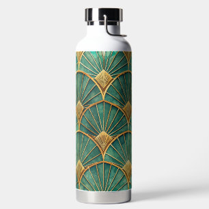 GREEN & COPPER ART DECO-PATTER TRINKFLASCHE