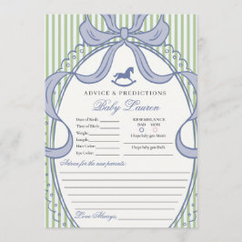 Green Coquette Bow Rocking Horse Baby Advice Card Einladung