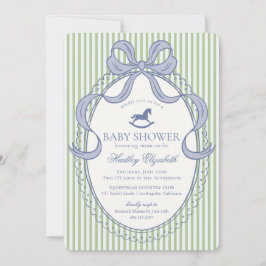 Green Coquette Bow Rocking Horse Baby Shower Einladung