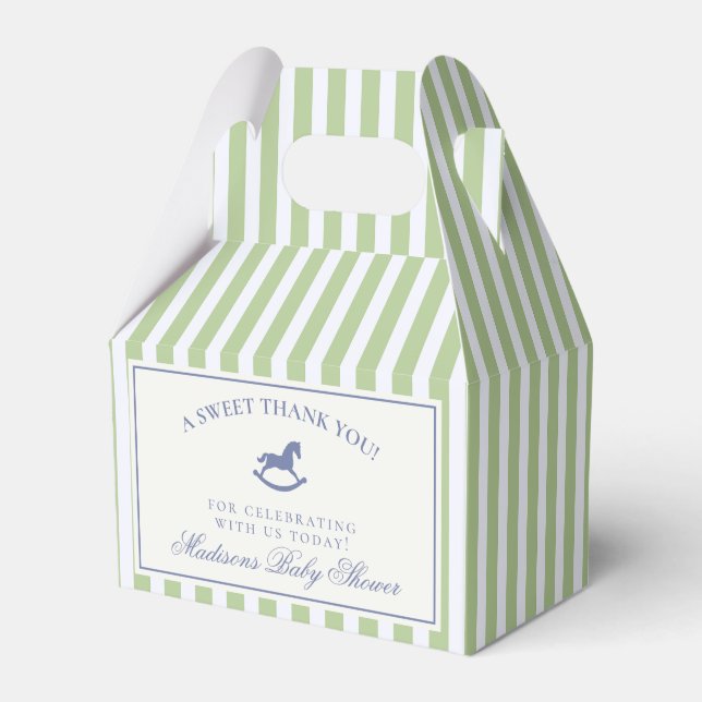 Green Coquette Bow Rocking Horse Baby Shower Geschenkschachtel (Vorderseite)
