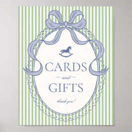 Green Coquette Bow Rocking Horse Cards & Gifts Poster