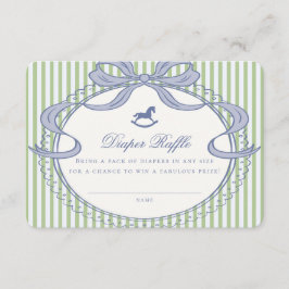 Green Coquette Bow Rocking Horse Diaper Raffle Begleitkarte