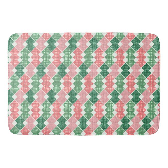 GREEN CORAL WHITE ZIG ZAG PATTERNS BADEMATTE (Vorderseite)