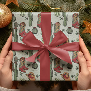 Green Country Cowboy Howdy Weihnachten Geschenkpapier