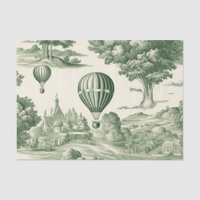 Green Countryside Hot Air Balloon Toile (4) Seidenpapier (Vorderseite)