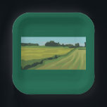 Green Countryside Landscape Pappteller<br><div class="desc">Serve your guests in style with these modern landscape paper plates. The minimalist green countryside illustration brings a touch of the outdoors to your dining table, making them perfect for summer barbecues, nature-themed birthdays, or casual outdoor celebrations. These durable and decorative plates pair perfectly with a minimalist or farmhouse party...</div>