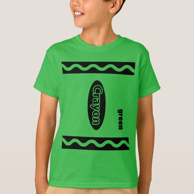 Green Crayon Box Halloween-Party Group Kostüm T-Shirt (Vorderseite)