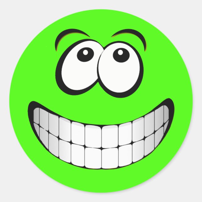 Green Crazy Eyes Face Runder Aufkleber (Vorderseite)