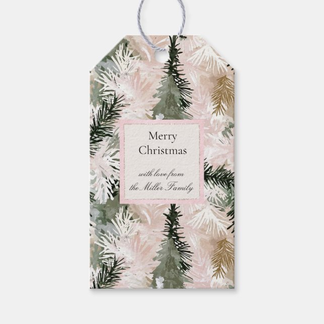 Green Cream Christmas Pine Cones Geschenkanhänger (Vorderseite)