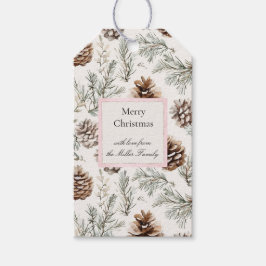 Green Cream Christmas Pine Cones Geschenkanhänger