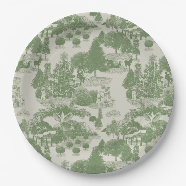 Green Cream Christmas Winter Wonderland Pappteller (Vorderseite)