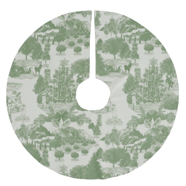 Green Cream Christmas Winter Wonderland Polyester Weihnachtsbaumdecke (Vorderseite)