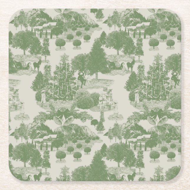 Green Cream Christmas Winter Wonderland Rechteckiger Pappuntersetzer (Vorderseite)
