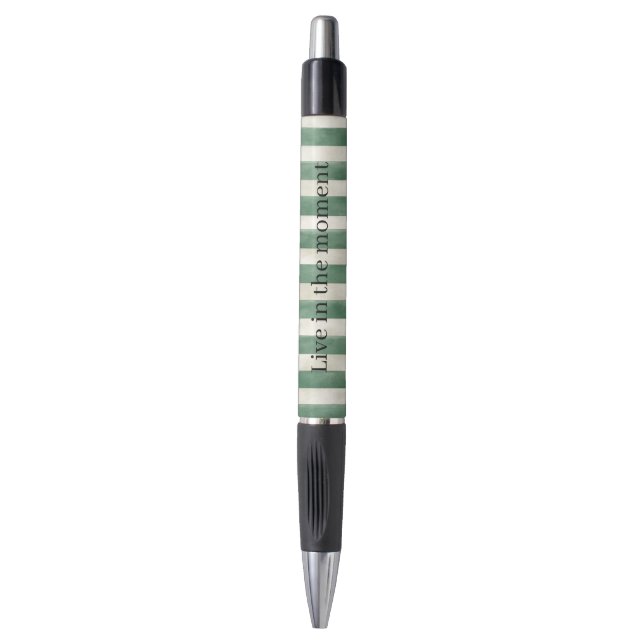 Green Cream Stripes Christmas Kugelschreiber (Vorderseite Vertikal)