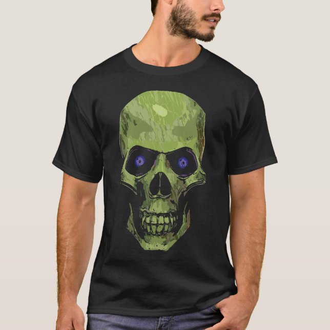 Green Creepy Skull Art T-Shirt (Vorderseite)