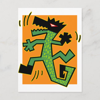 Green Crocodile Illustration Postkarte