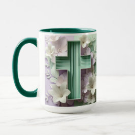 Green Cross Floral Mug ai design