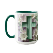 Green Cross Floral Tasse ai design