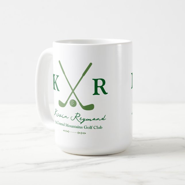 Green Crossed Clubs Tasse für Elegante Golfers (Vorderseite Links)