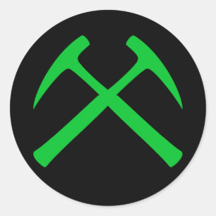 Green Crossed Rock Hammers Sticker