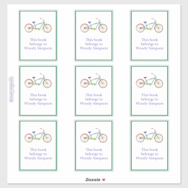 Green Cruiser Bike Buchzeichen Aufkleber (Blatt)