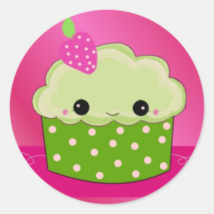 Green Cupcake Runder Aufkleber