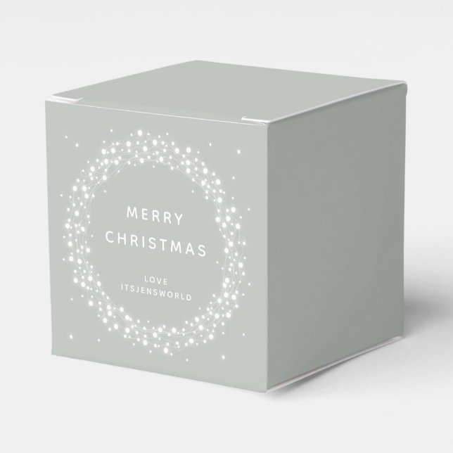 Green Custom Message Sparkling Lights Weihnachten Geschenkschachtel (Vorderseite)