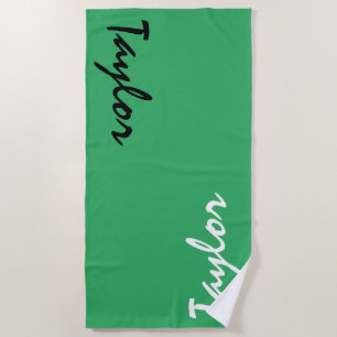 Green Custom Name Serviette de plage personnalisée