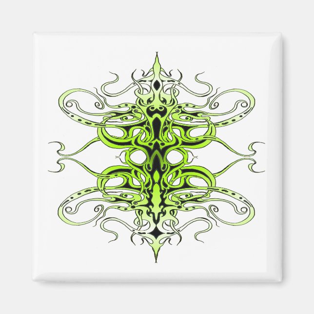 Green Custom Tribal Tattoo Design Magnet (Vorne)