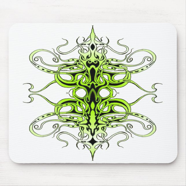 Green Custom Tribal Tattoo Design Mousepad (Vorne)