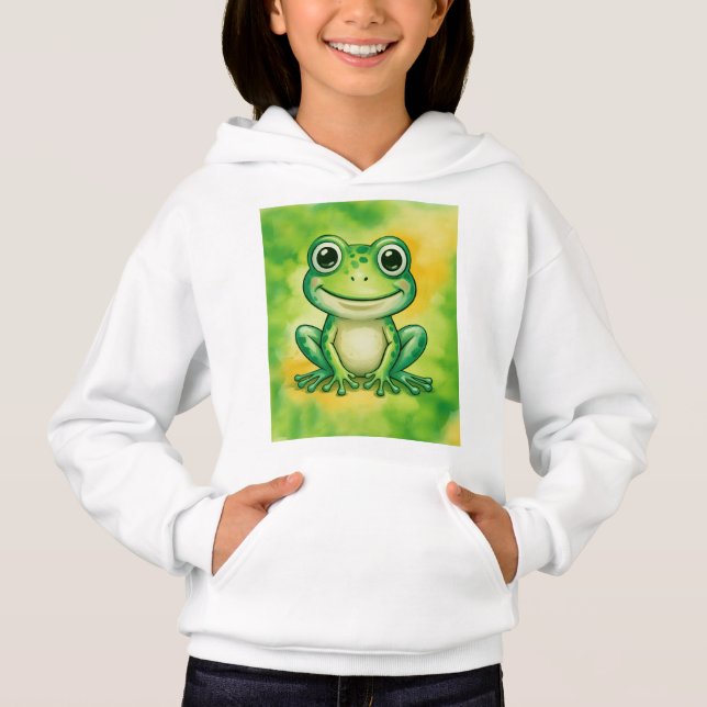 Green cute frog hoodie (Vorderseite)