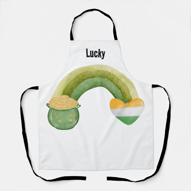 Green cute rainbow party patrick's day  schürze (Vorderseite)
