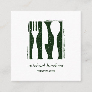 Green Cutlery Koch Catering Restaurant Quadratische Visitenkarte