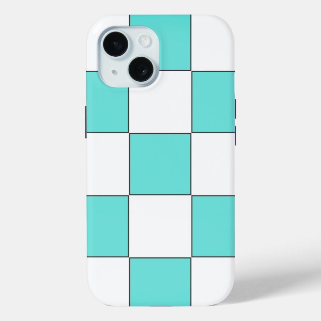 Green Cyan Chessboard Case-Mate iPhone Hülle (Rückseite)