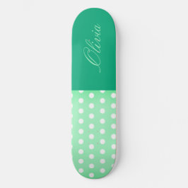 Green-cyan Poka Dot Skateboard