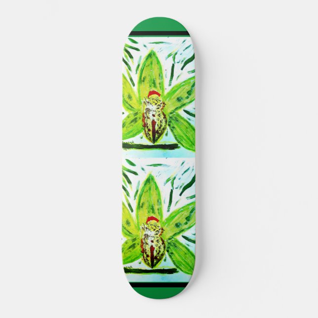 Green Cymbidium Orchid Skateboard (Vorderseite)